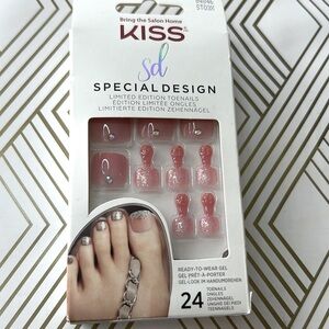Kiss #84846 SD Special Design Gel Press-On Toenails‎ ST03X Pink Crystal Gem NEW